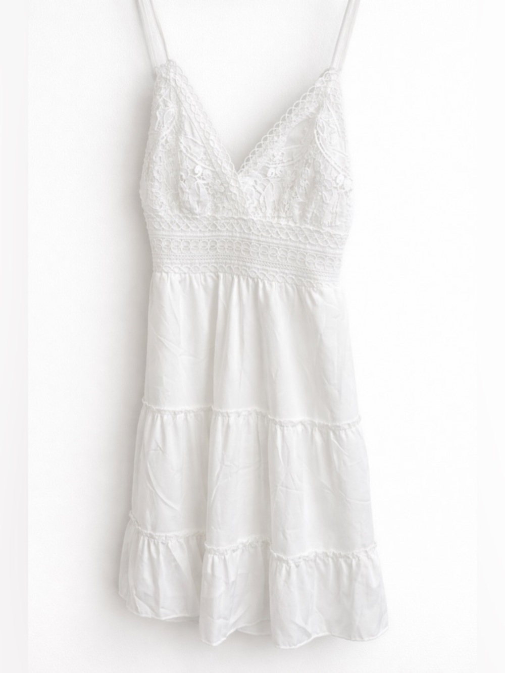 V-Neck Spaghetti Strap Bowknot Backless Sleeveless Lace Mini Swing  Dress NWT